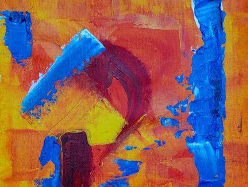 Blue and Red Abstract Painting
