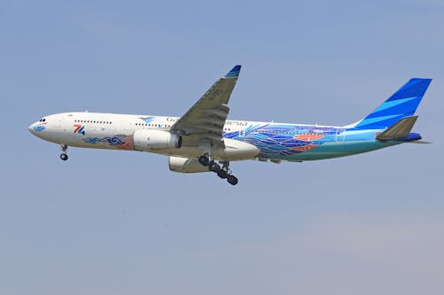 An Airliner Flying against a Blue Sky 