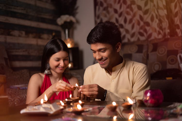 Couple On A Dinner In Restaurant