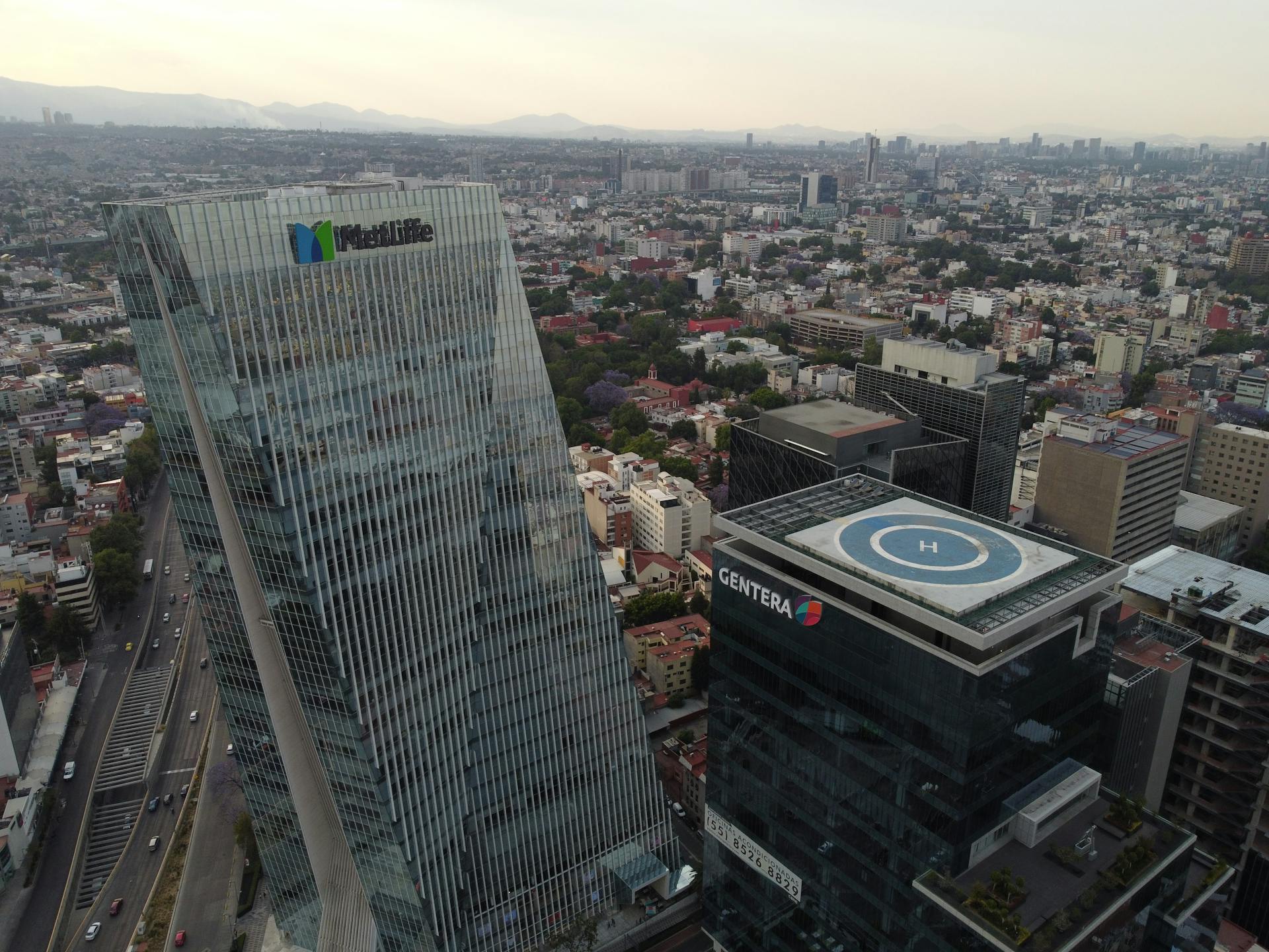 Stunning aerial cityscape of skyscrapers in Mexico City during the day.