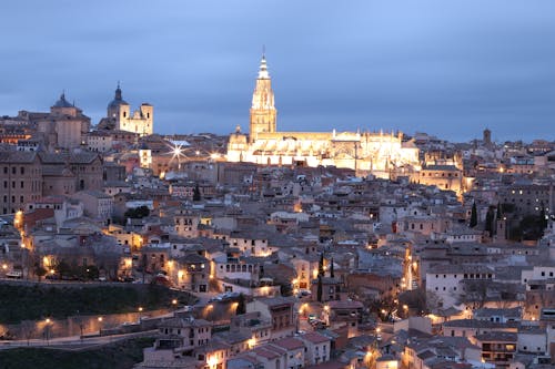 Toledo with the Illuminated Primatial Cathedral of Saint Mary