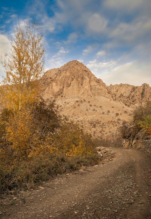 Arid Dirt Road by Mountain in Iraq