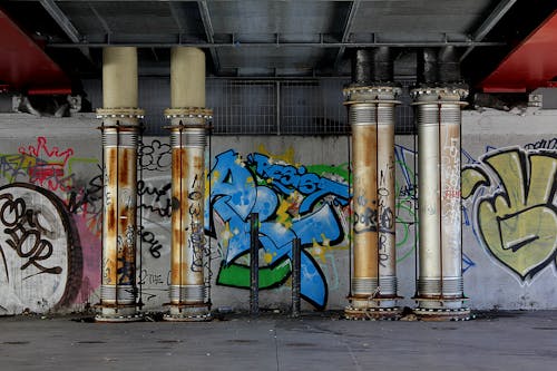 Graffiti Under Steel Viaduct in Genoa, Italy