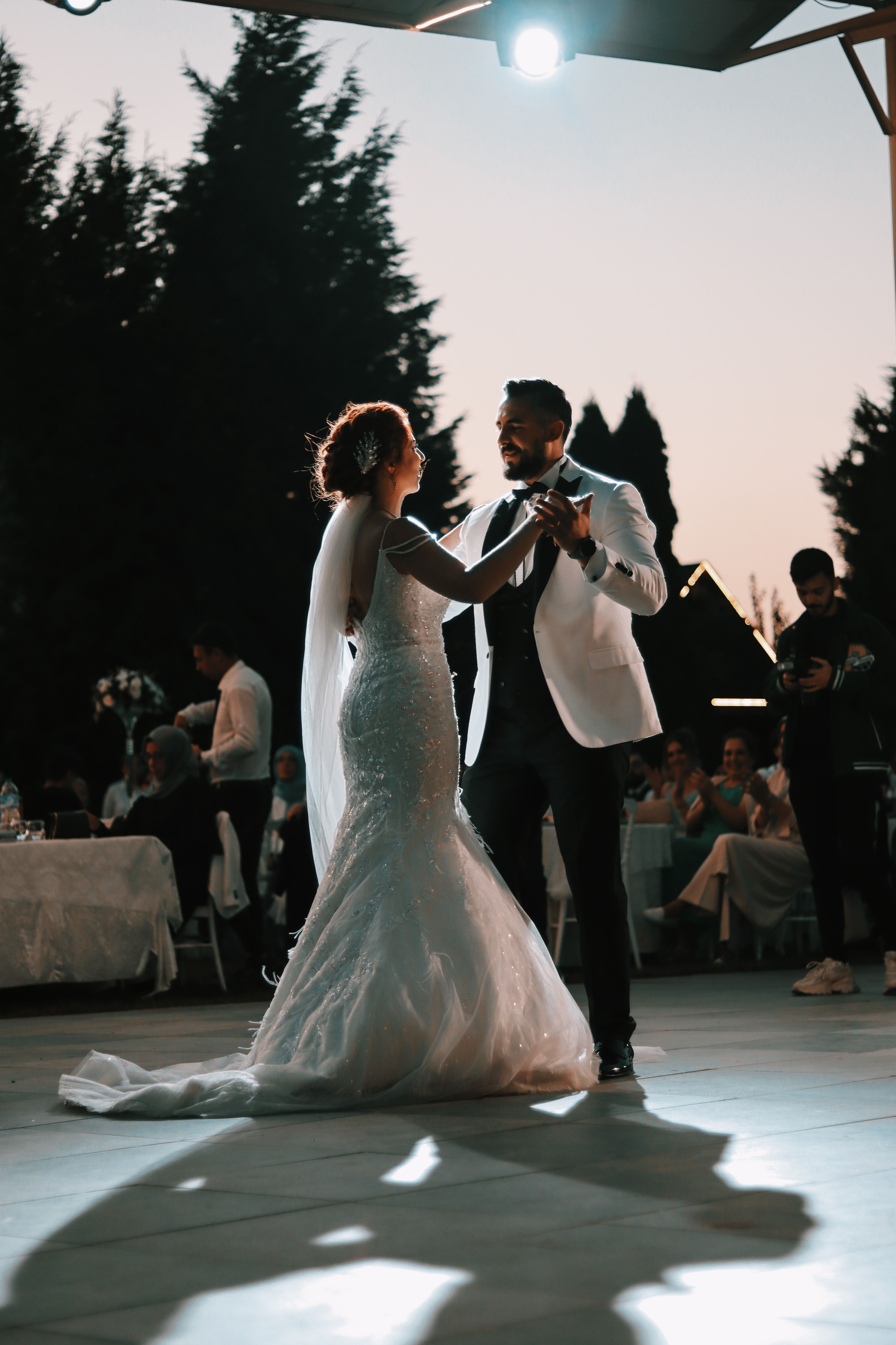 The first dance on the terrace at dusk
