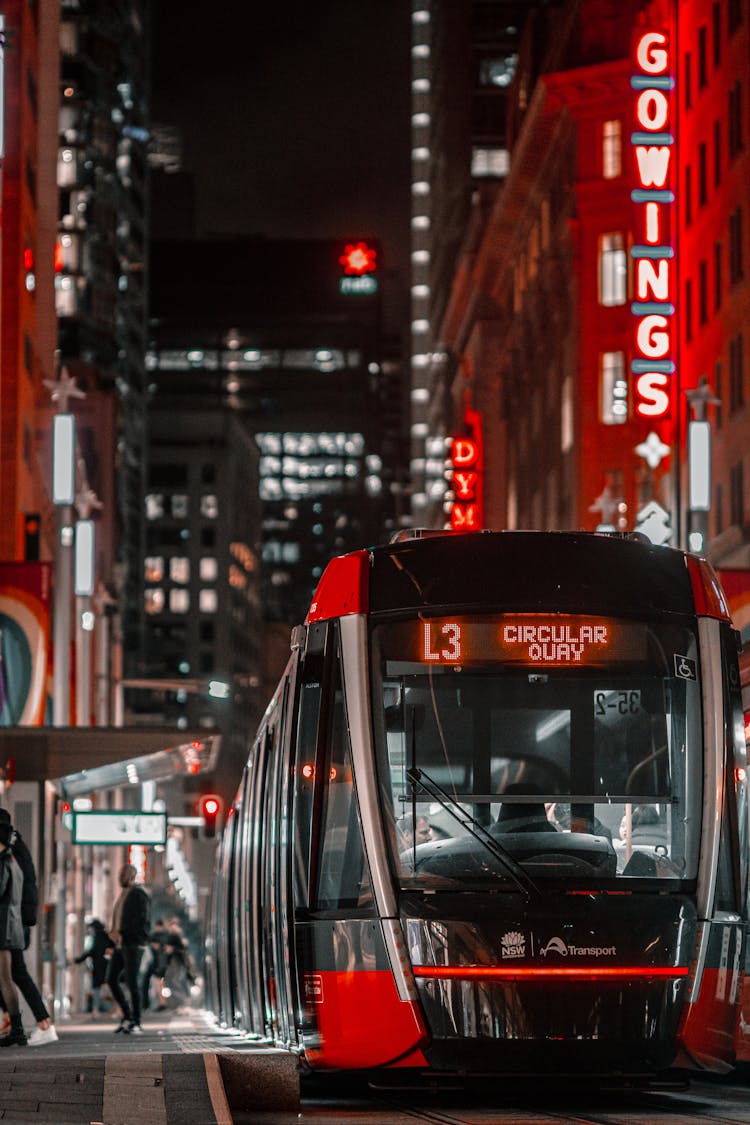 Light Rail At Night In Sydney, Australia