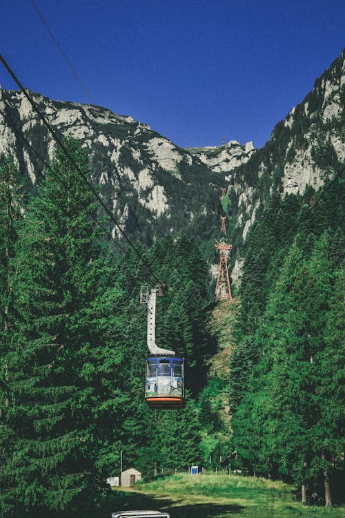 Cable Car in Forest in Mountains