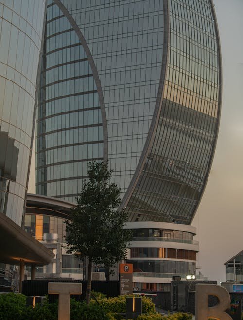 Exterior of a Modern Building at Sunset 