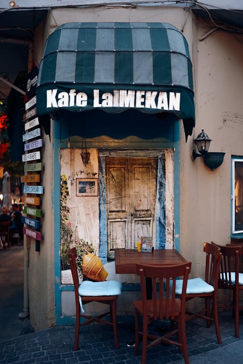 Table and Chairs near Cafe Door