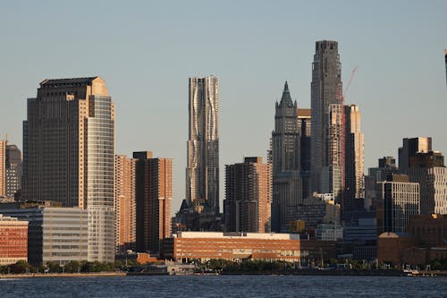 Skyscrapers on Sea Coast on Manhattan