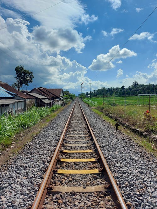 Foto stok gratis kereta api, langit biru, musim panas
