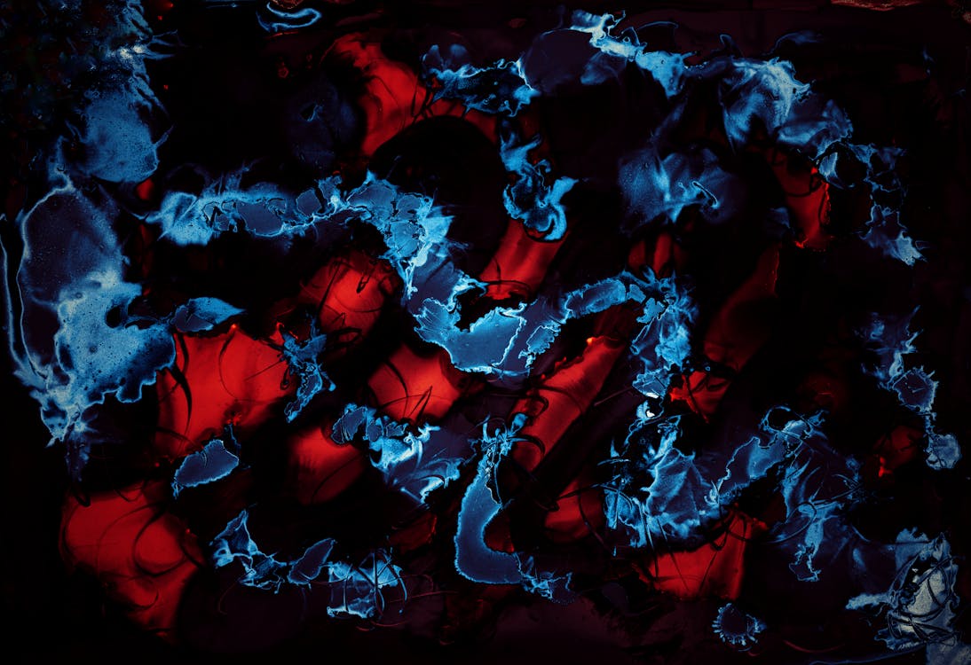 Dark Red and Blue Abstract Artwork