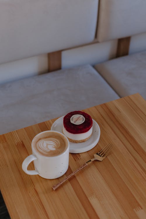 Základová fotografie zdarma na téma caffè latte art, detail, dort