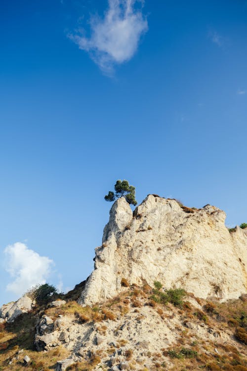 View of a Cliff under Clear Blue Sky 