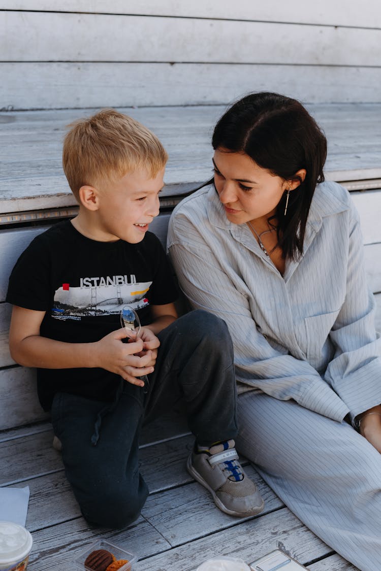 Mother With Son Talking