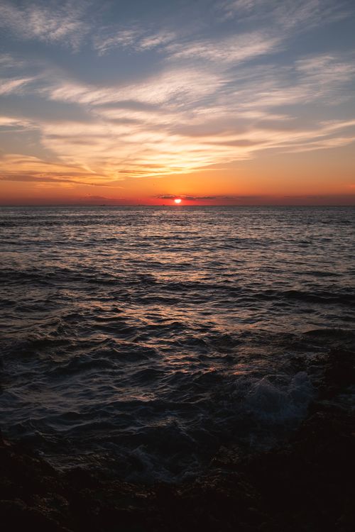 Free Beautiful sunset over the sea at Büyükada, İstanbul, reflecting vibrant colors in the sky. Stock Photo