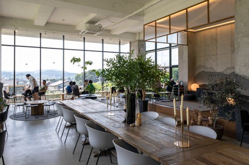 Elegant Decorations on Wooden Table in Restaurant