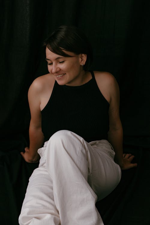 Brunette Woman in Black Tank Top