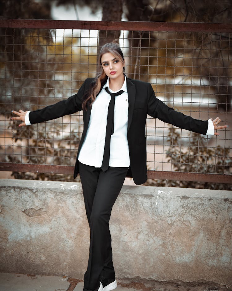 Model In Suit And Necktie