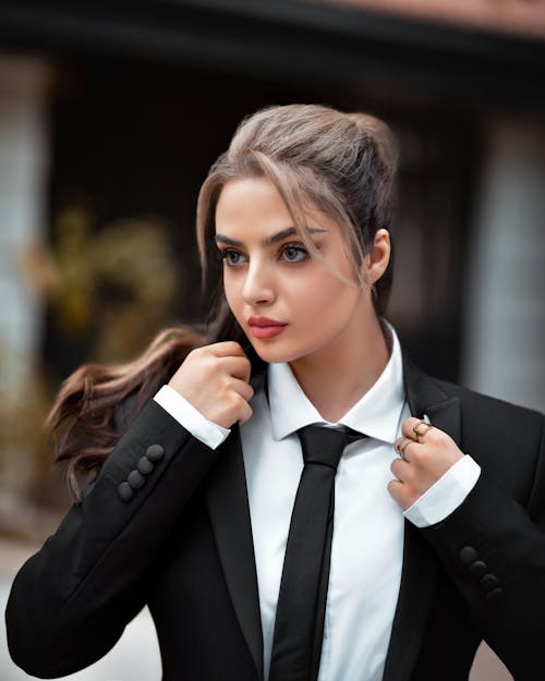 Portrait of Woman in Black Suit