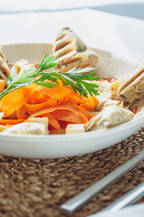 Plate with Salad and Toasts