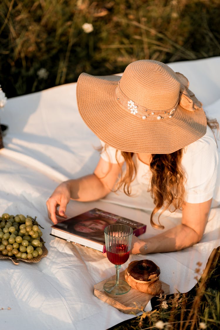 Woman On Picnic Reading Book