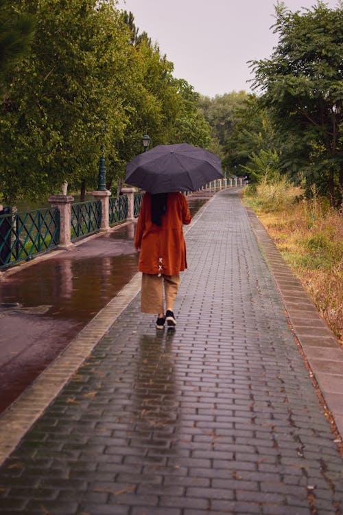 Woman in Coat under Umbrella 