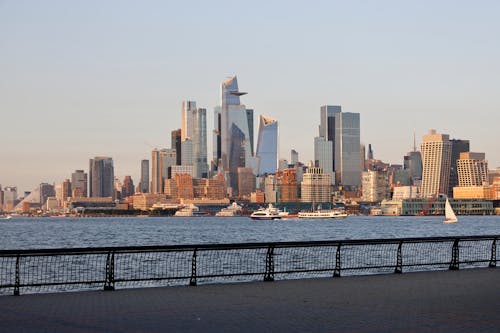Cityscape of New York Sea Coast with Manhattan Skyscrapers