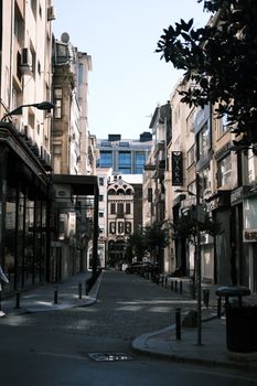 Discover the captivating charm of Istanbul's narrow urban streets, showcasing local architecture.