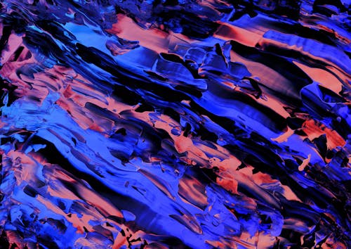 Dark and Vivid Blue Abstract Acrylic Painting