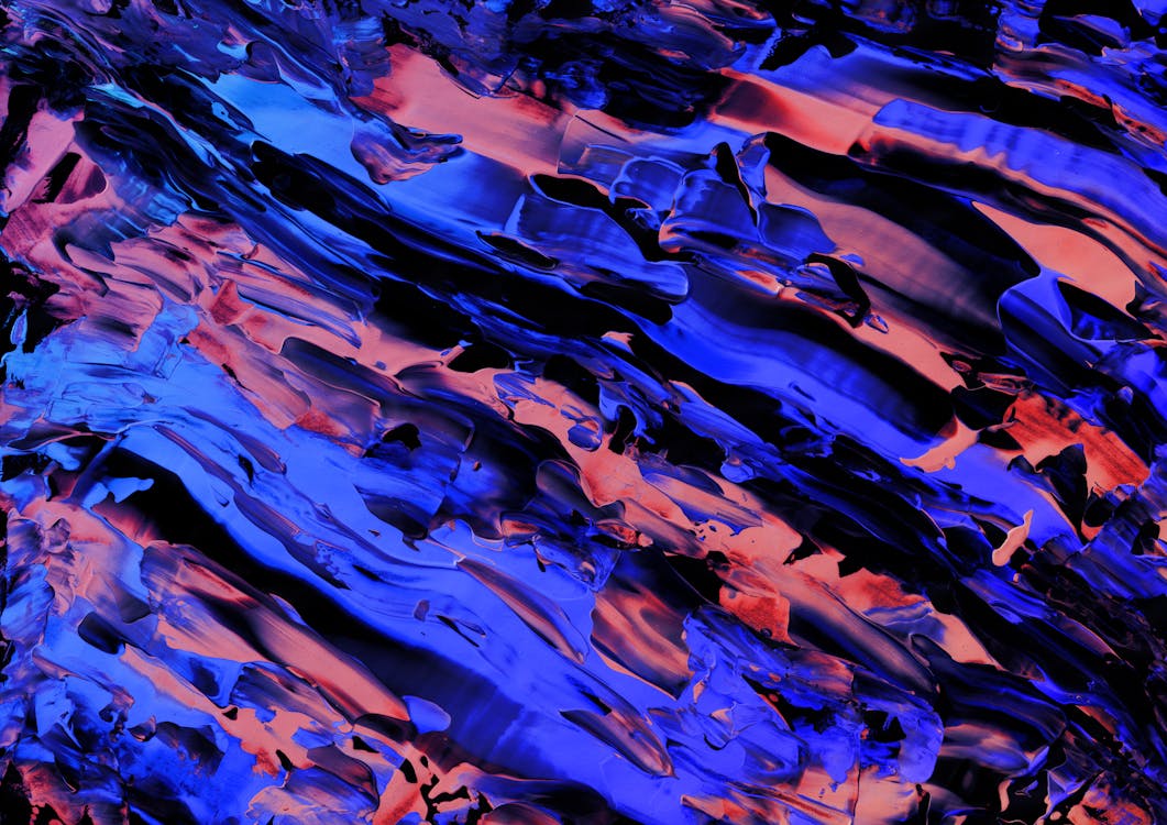 Dark and Vivid Blue Abstract Acrylic Painting