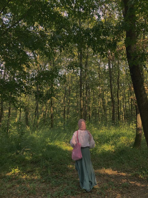 Woman in Hijab in Forest
