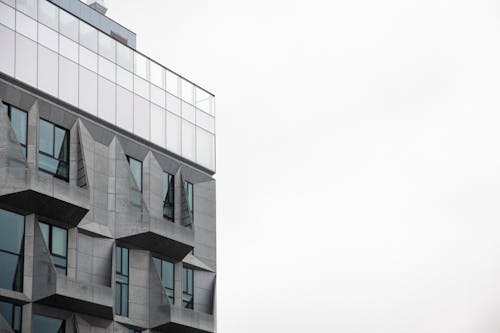 Facade of Modern Building against Grey Sky