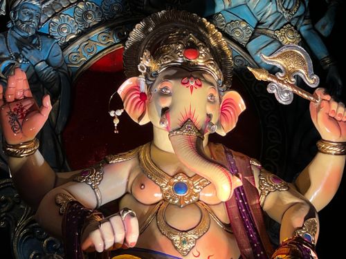 Free Close-up of beautifully crafted Ganesha statue showcasing intricate religious and cultural artistry. Stock Photo