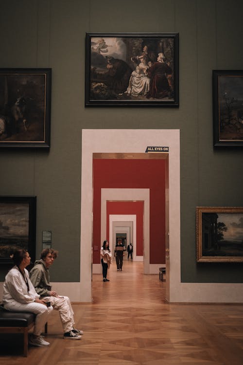 Museum Interior with Paintings on the Walls 