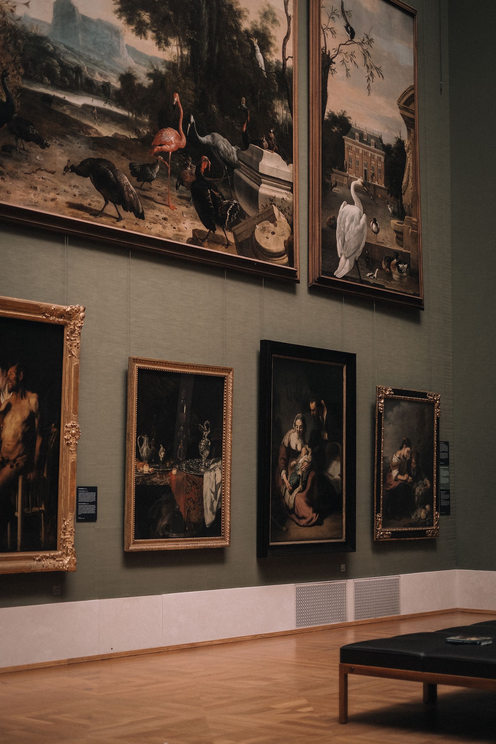 Paintings on the walls of a gallery hall