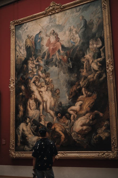 Man Standing by The Great Last Judgement of Paul Rubens