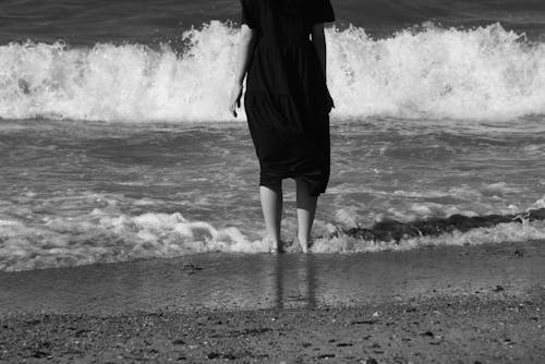 Free Person Standing on Beach Stock Photo