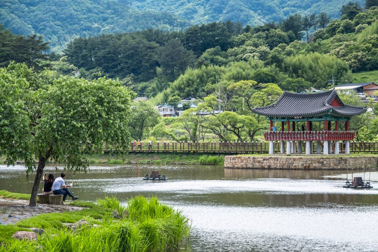 Pagoda Pavilion By Pond