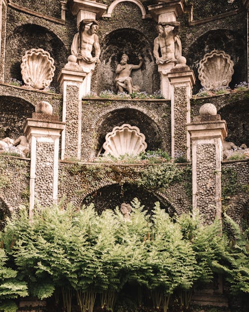 Fountain with Sculptures at Lake Maggiore in Italy