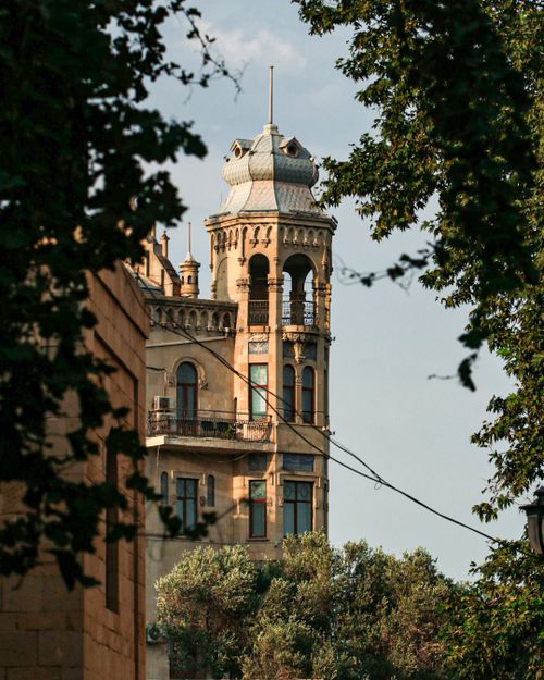 Free Beautiful historic tower with intricate architecture in Baku. Stock Photo