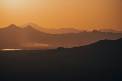 Silhouette of Hills at Sunset