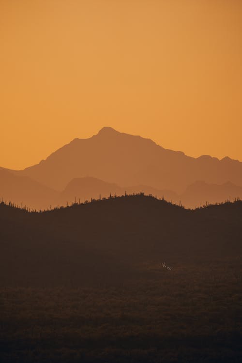 Silhouettes of Mountains at Golden Hour
