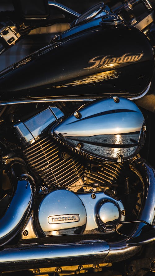 Close-Up Photo of a Honda Shadow Motorcycle Engine