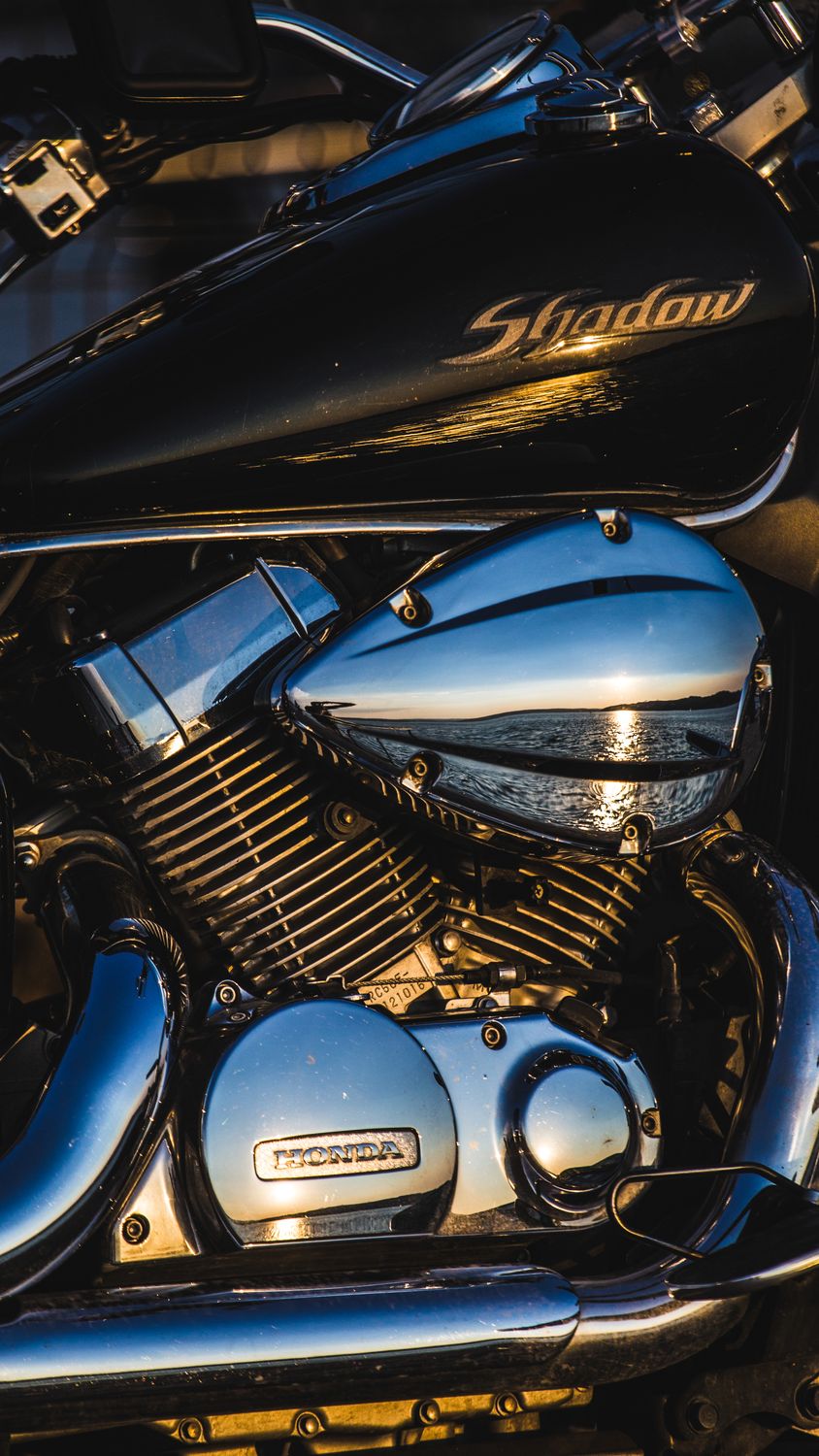 Close-Up Photo of a Honda Shadow Motorcycle Engine · Free Stock Photo