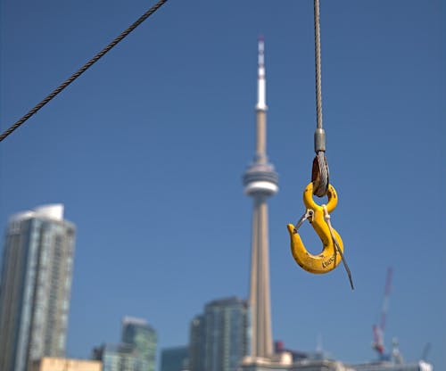 Tugboat hook and cable, with the CN Tower in the background