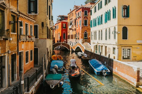 Scenic Photo of a Canal in Venice, Italy