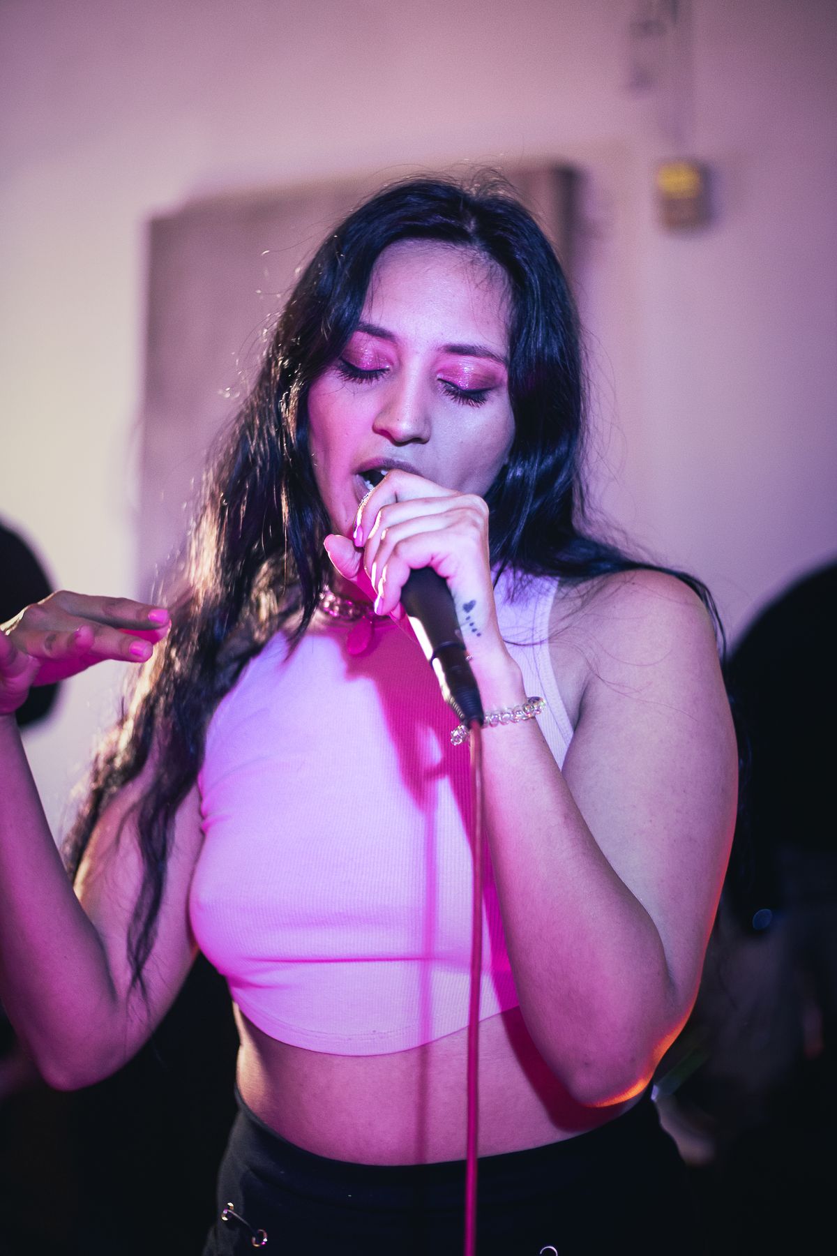 Singer performing live on stage