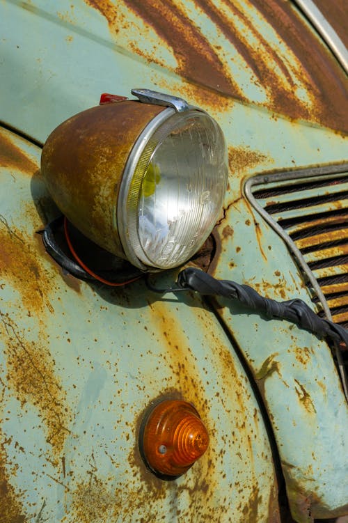 Light on an Old Rusty Car 