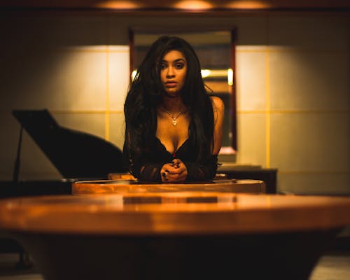 Free stock photo of black, female model, piano