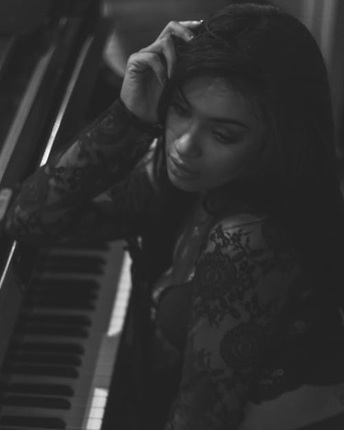 Free stock photo of black, female model, piano Stock Photo